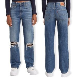 Levi's Women's Straight Leg Ripped Blue Jeans